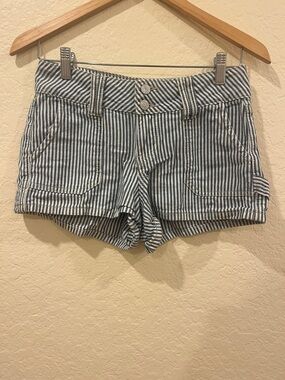 RSQ Blue and White Striped Women's Cotton Shorts